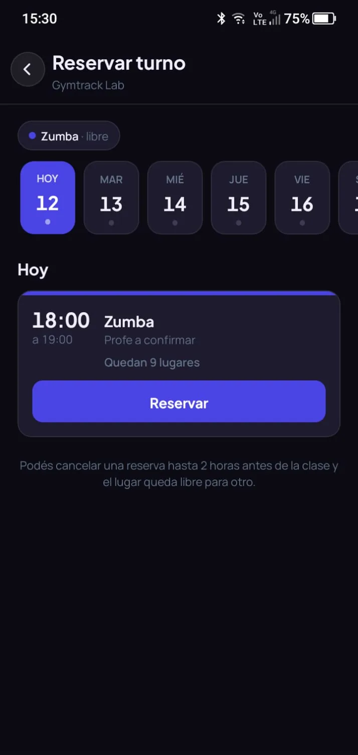 App del socio: Reserva su lugar en la clase